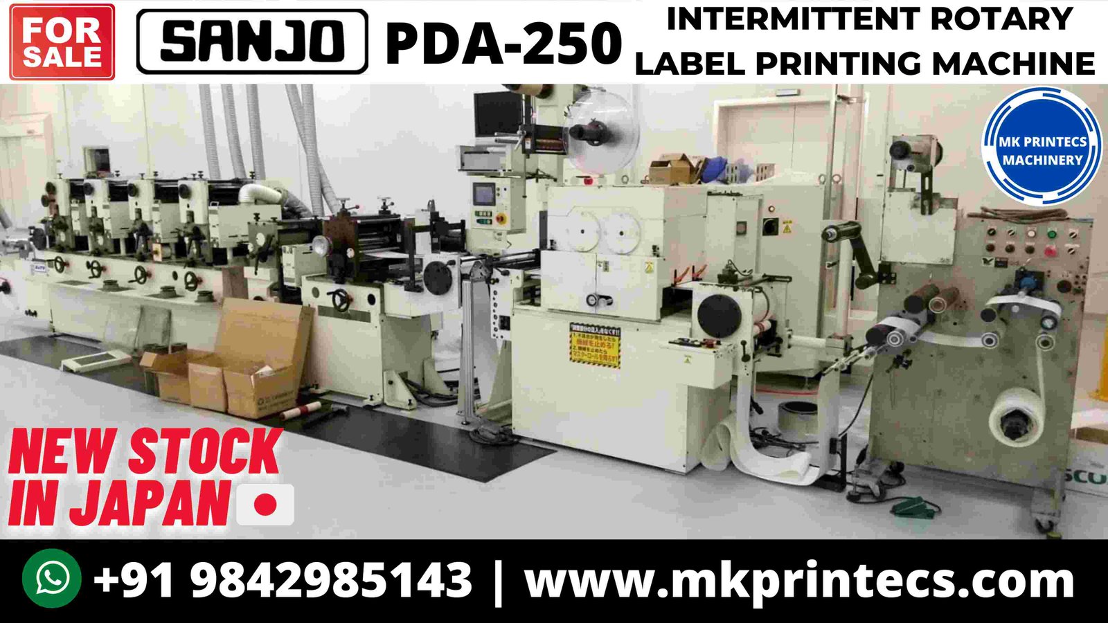 NEW STOCK IN JAPAN ðŸ‡¯ðŸ‡µ SANJO PDA 250 INTERMITTENT ROTARY LABEL PRINTING MACHINE FOR SALE | MK PRINTECS MACHINERY | +91 9842985143